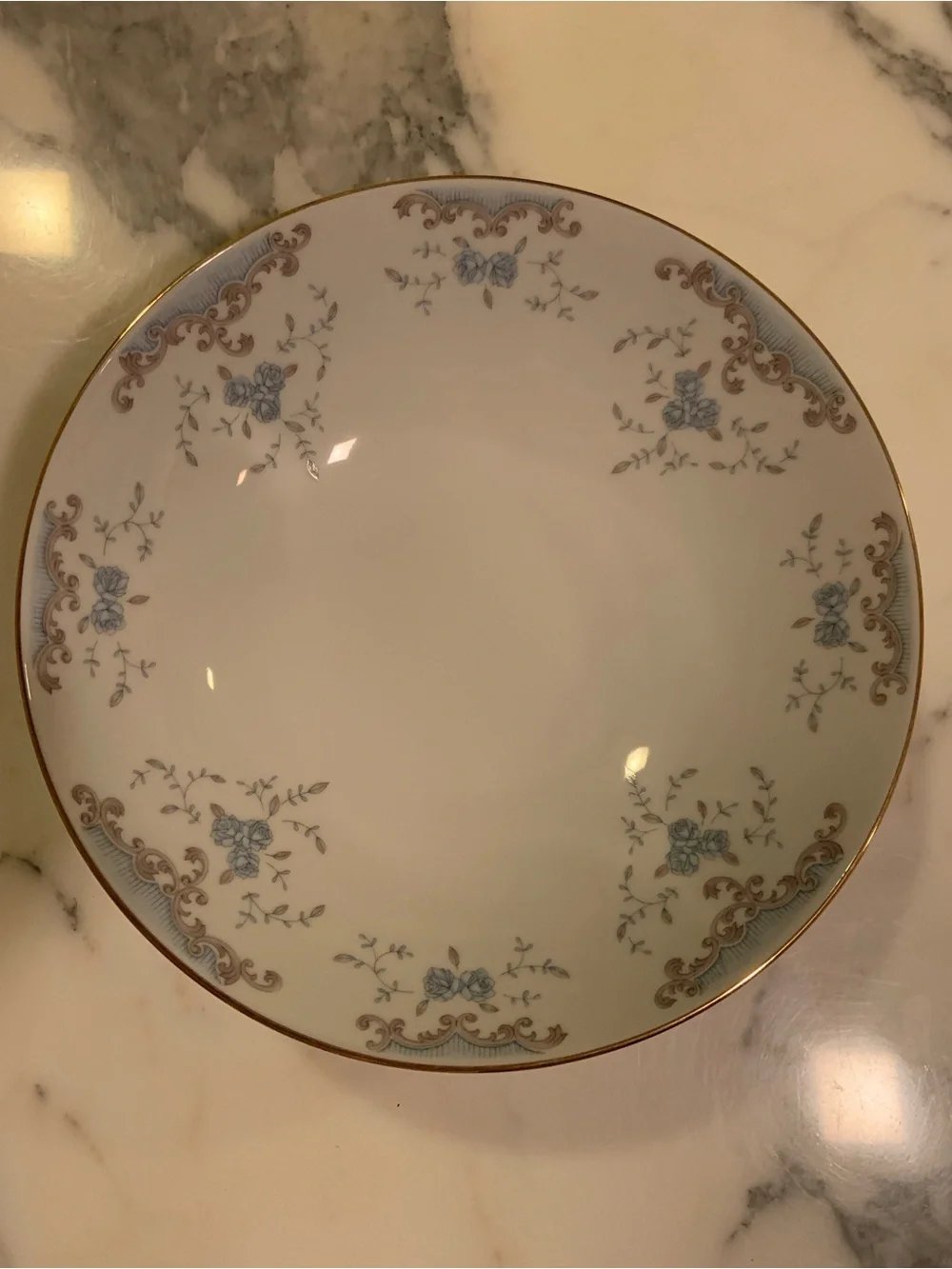 Vintage Imperial Seville Blue Gold Round Serving Bowl